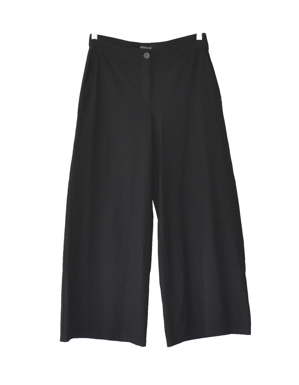 A5 Auth EILEEN FISHER Black Viscose/Nylon Zip Fly Pockets Wide Leg Pants Size 2